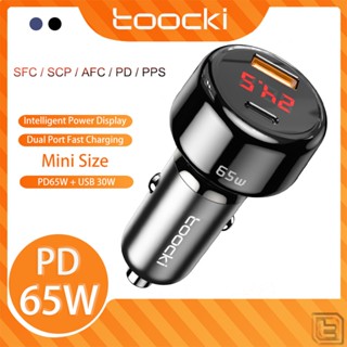 Toocki ที่ชาร์จ USB ในรถยนต์ 65W Type C ชาร์จเร็ว สําหรับ Xiaomi Samsung แล็ปท็อป จอแสดงผล LED ที่ชาร์จโทรศัพท์ในรถ