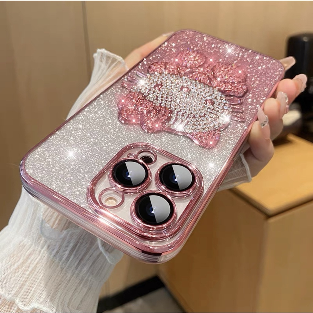 【Diamond cat/Pink】เคส compatible for iPhone 15 14 pro max 13 12 pro 11 case