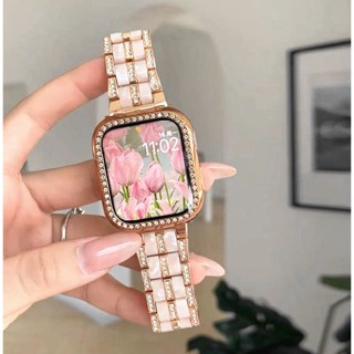 สายนาฬิกาข้อมือ พลาสติก เรซิน โลหะ หรูหรา แบบเปลี่ยน สําหรับ Apple watch Series 8 7 6 5 4 3 2 1 SE SE2 Ultra Strap ขนาด 41 มม. 45 มม. 38 มม. 40 มม. 42 มม. 44 มม. 49 มม. สายแอปเปิ้ลวอช