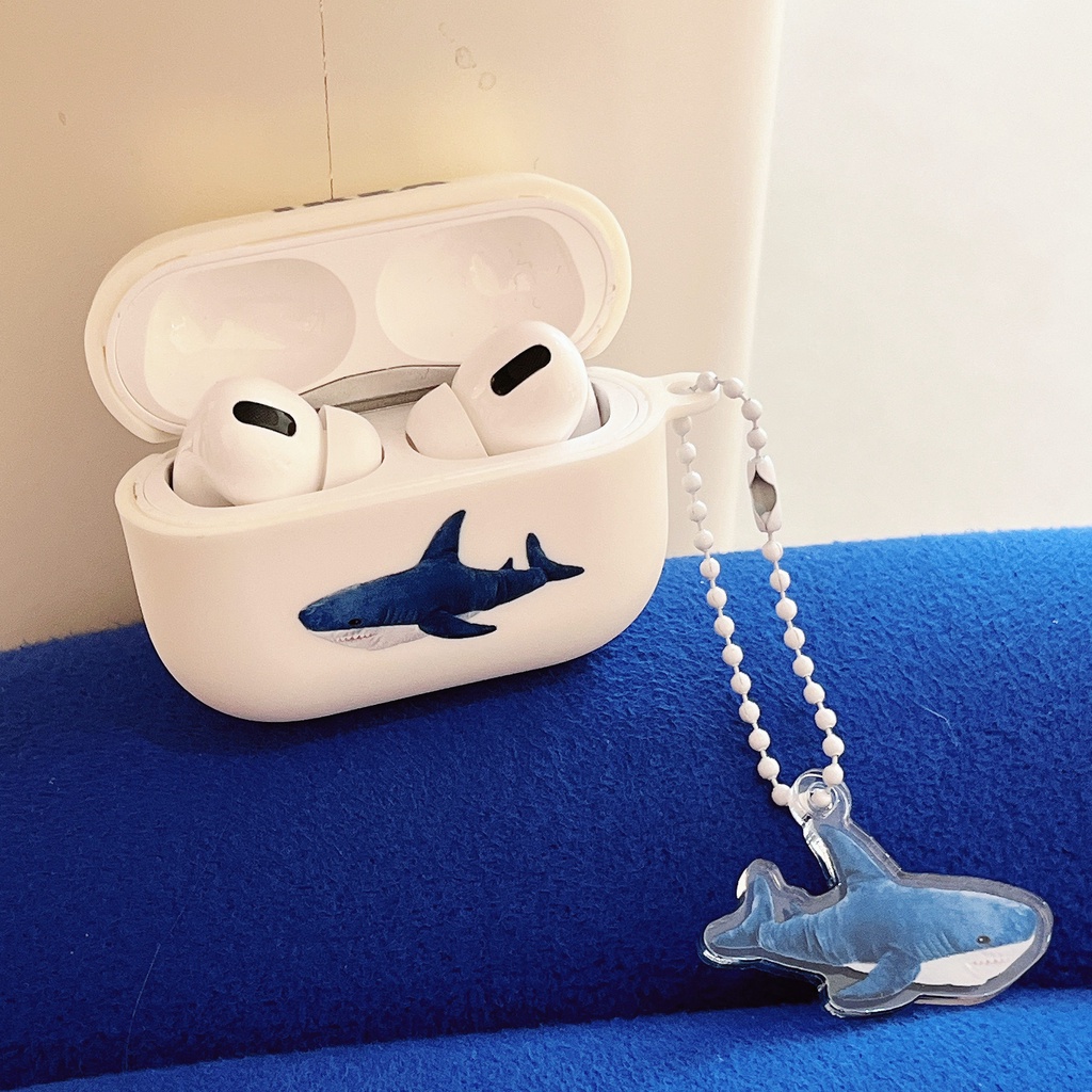 Ikea Shark สไตล์ใหม่ Frosted TPU หูฟังป้องกันกรณีสําหรับ AirPodsPro2gen กรณีสไตล์ใหม่หูฟังป้องกันกรณีสําหรับ AirPods4 สไตล์ใหม่สําหรับ AirPods3 หูฟังป้องกันกรณี AirPodsPro กรณี AirPods2gen