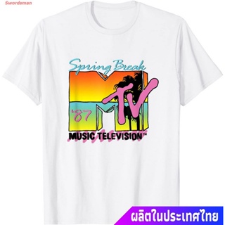 เสื้อยืดคอกลม เสื้อยืดผู้ชายและผู้หญิง Classic MTV Logo Spring Break 87 T-Shirt Popular T-shirts