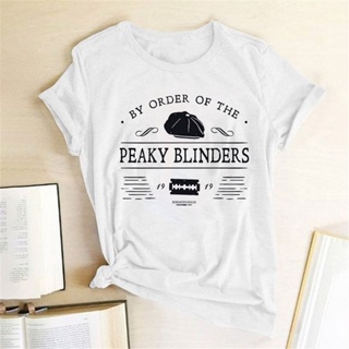 เสื้อยืดแขนสั้น คอกลม พิมพ์ลายตัวอักษร BY ORDER OF THE PEAKY BLINDERS แฟชั่นสําหรับผู้หญิง