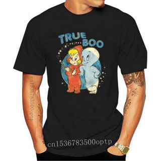 เสื้อยืดผู้ชาย เสื้อยืดพิมพ์ลายการ์ตูน Casper And Wendy True Boo สไตล์ย้อนยุคคุณภาพสูงสําหรับผู้หญิง