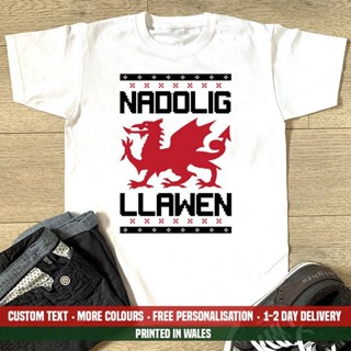 GILDAN เสื้อยืด พิมพ์ลาย Nadolig Llawen Dragchristmas Welsh Wales Cymru Grandad คุณภาพสูง สําหรับผู้หญิง