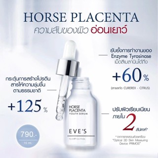 EVES เซรั่มรกม้า เซรั่ม อีฟส์ 15 ml. เซรั่มหน้าใส เซรั่มบำรุงผิวหน้า ขาวกระจ่างใส ลดรอยสิว รอยแดง ฝ้ากระ คนท้องใช้ได้