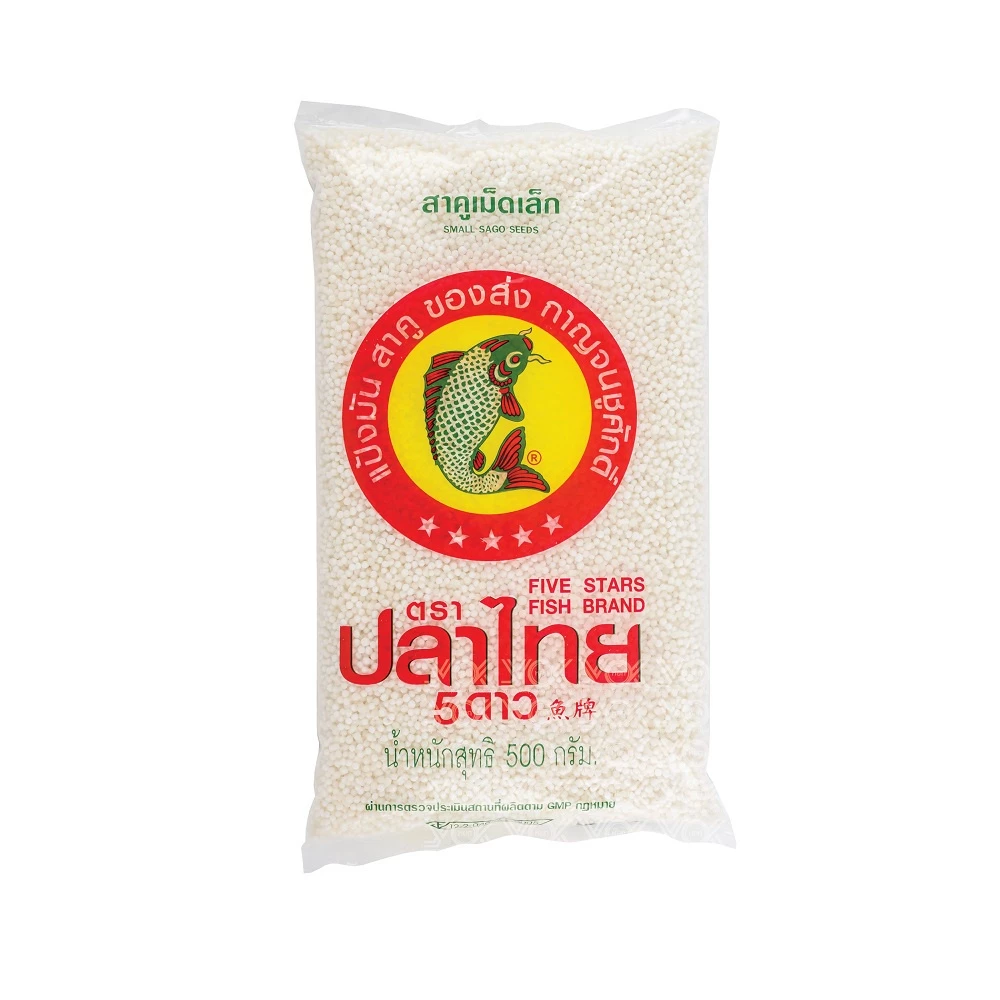 สาคูเม็ดเล็ก ตราปลาไทย 500g. หยกออนไลน์