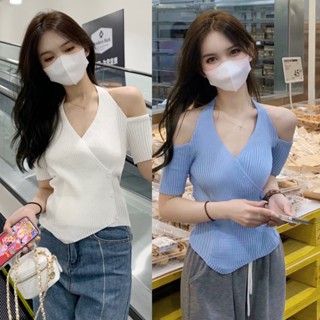 Fulllove เสื้อครอปแขนยาว ดีเทลต่อแขนปาดไหล่ เสื้อปาดไหล่ ผ้าร่อง สีเอิร์ธโทน เสื้อสายฝอ รุ่นนี้เก๋ไม่ซ้ำใครกำลังมาแรง