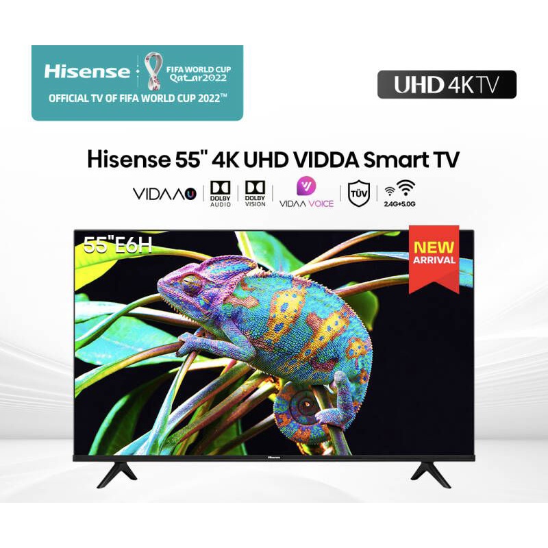 Hisense Android TV 55 นิ้ว รุ่น TV 55E6H 4K UHD VIDAA U5 Smart TV ราคา 6,990 บาท