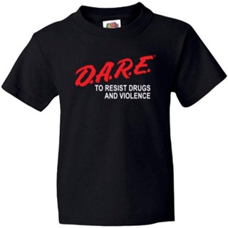 เสื้อยืดสีดำ เสื้อยืดผู้ชาย เสื้อยืดลายกราฟฟิก d.a.r.e. Officially Licensed Dare Size S-4XL