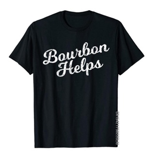 เสื้อยืดคอกลม เสื้อยืดครอปเสื้อยืด ผ้าฝ้าย พิมพ์ลาย Bourbon Helps สไตล์คลาสสิก สําหรับผู้ชายS-5XL