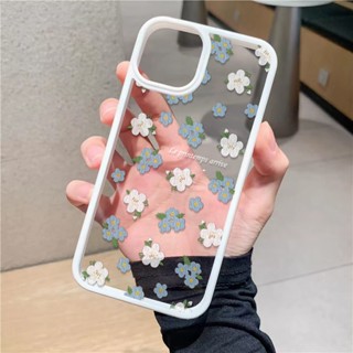 เคสโทรศัพท์มือถืออะคริลิคใส แบบแข็ง ลายดอกไม้น่ารัก สําหรับ iphone 14promax 11 13 12 7Plus 8 X XS Max