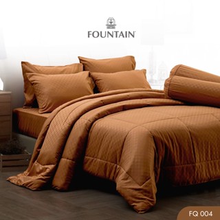 Fountain FQ004 รุ่น Jacquard  ทอลายสีพื้นโทนสีน้ำตาลทองให้สัมผัสนุ่มลื่นสบายชุดเครื่องนอนฟาวน์เทน ผ้าปูที่นอน ผ้านวม