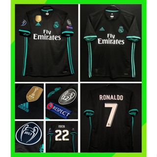 เสื้อกีฬาแขนสั้น ลายทีมชาติฟุตบอล real madrid 2017-2018 ชุดเยือน สไตล์เรโทร