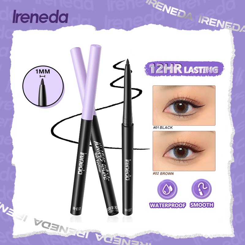 Ireneda อายไลเนอร์เจล กันน้ํา ติดทนนาน กันเปื้อน กันน้ํา กันเหงื่อ นุ่มลื่น ใช้ง่าย
