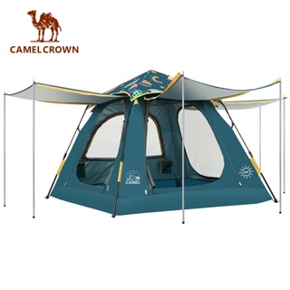 CAMEL CROWN เต็นท์กลางแจ้ง 3~4 คน พร้อมเต็นท์อัตโนมัติ สามประตู แบบพกพา ป้องกันฝน และเต็นท์กันแดด