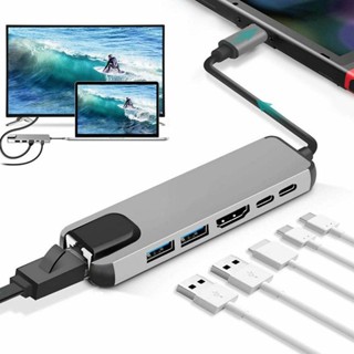 อะแดปเตอร์ฮับ USB Type C Type-C เป็น HDMI 4K VGA RJ45 Lan Ethernet SD TF USB-C 3.0 Typec สําหรับ MacBook Pro OTG