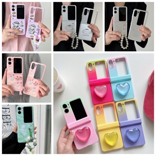 เคสโทรศัพท์มือถือ PC แบบพับได้ ไล่โทนสี พร้อมขาตั้ง สามชิ้น สําหรับ OPPO Find N2 Flip 5G