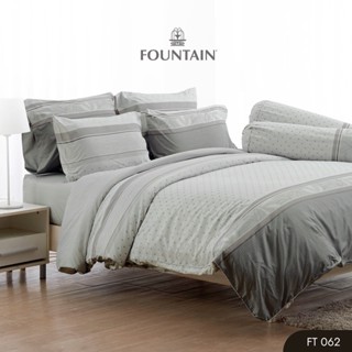 Fountain FT062 รุ่น Printed พิมพ์ลายโทนสีเทาอ่อนให้สัมผัสนุ่มสบายด้วยชุดเครื่องนอนฟาวน์เทน ผ้าปูที่นอน ผ้าห่มนวม