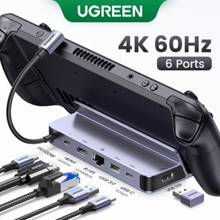 Ugreen ฮับ USB C เป็น HDMI 4K60Hz RJ45 PD100W สําหรับ Steam Deck Nintend Switch MacBook Pro Air PC USB 3.0