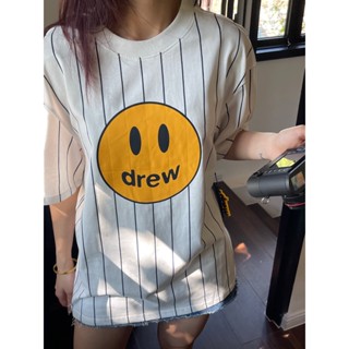 ใหม่ เสื้อยืดลําลอง แขนสั้น พิมพ์ลาย Drew House สําหรับคู่รัก