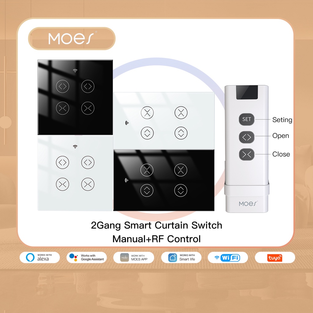 US EU WiFi RF433 Smart Touch Curtain Roller Blinds เครื่องยนต์ สวิตช์ Tuya Smart Life App รีโมทคอนโทรล ทำงานร่วมกับ Alexa Google Home
