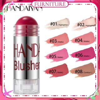 ♕HANDAIYAN 8สี Chubby Blush Stick Shimmer กันน้ำ Anti-Sweat Long-Lasting Highlighter Bronzer Contour Face แต่งหน้า WFUTURE♕