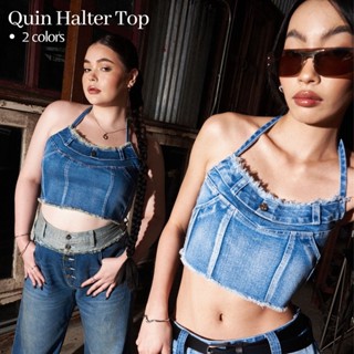 Merge Official - Quin Halter Top 3 Colors (พร้อมส่ง) เสื้อเกาะอกคล้องคอ ผ้า Denim Spandex