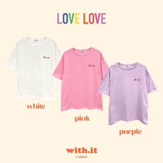 with.it.store - TSW4030 เสื้อยืดโอเวอร์ไซส์เลิฟเลิฟปังสีรุ้ง