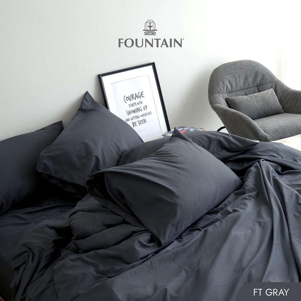 Fountain FT Gray รุ่น Color สีพื้น โทนเทาเข้ม สัมผัสนุ่มสบายด้วยชุดเครื่องนอนฟาวน์เทน ผ้าปู ผ้าปูที่นอน ผ้านวม