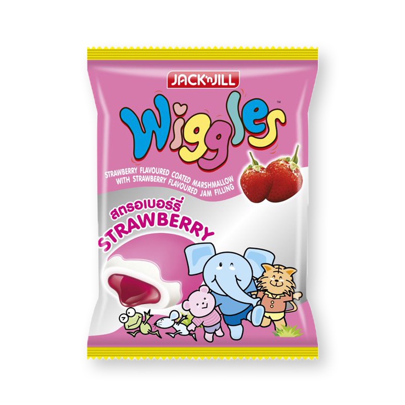 วิกเกิ้ลส์ มาร์ชแมลโลว์คลือบครีมกลิ่นสตรอว์เบอร์รี่ 6 กรัม x 24 ชิ้นWiggles Marshmallow Strawberry 6
