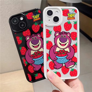 เคสโทรศัพท์มือถืออะคริลิคใส แบบแข็ง ลายหมีสตรอเบอร์รี่น่ารัก สําหรับ iphone 14promax 11 13 12 7Plus 8 X XS Max