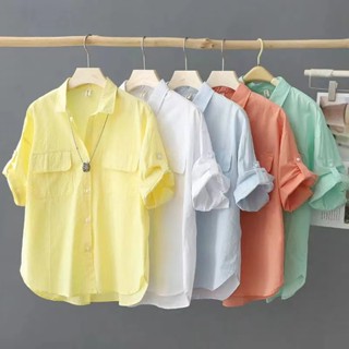 【40-85KG】Women Large Size Cotton Short Sleeve Shirt C10038