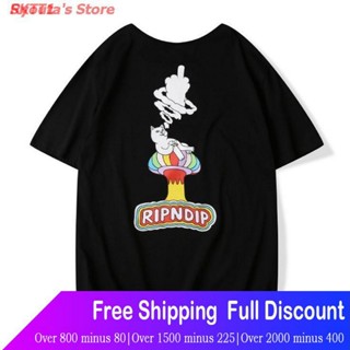 เสื้อยืดคอกลม เสื้อยืดผู้ชายและผู้หญิง Ryoutas Store New เสื้อยืด Ripndip T-shirt เสื้อยืดแขนสั่น, , เสื้อยืดผู้ชาย,