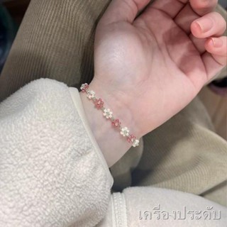 สร้อยข้อมือดอกพีชสีชมพูขนาดเล็กหญิงฤดูใบไม้ผลิและฤดูร้อนออกแบบเฉพาะสร้อยข้อมือสร้อยข้อมือดอกไม้ฤดูใบไม้ผลิของผู้หญิงสไตล
