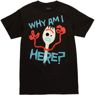 เสื้อเชิ้ตแขนสั้น oYhX มือ ป้าย โดนัลด์ ดั๊ก เสื้อยืดยอดนิยม Toy Story Forkie Why Am I Here Adult T-Shirt Donald