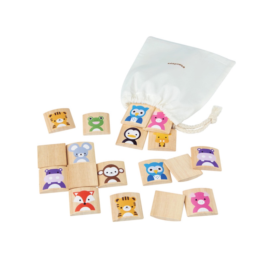 PlanToys ของเล่นไม้ 4656 Animals Memo เกมจับคู่สัตว์ เสริมพัฒนาการ สำหรับเด็กอายุ 2 ปี ขึ้นไป