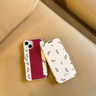 เคส สำหรับ ไอโฟน เคสซิลิโคน สินค้าพร้อมส่งจากไทย สำหรับ Iphone 14 13 12 11 Pro max เคสพับทิวลิปแดง  TPU-R1817