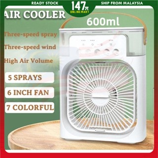 ✿3 in 1 USB Mini Portable Fan Air Cooling fan Aircond Humidifier Purifier Mist Cooler with 7 LED Light Kipas USB