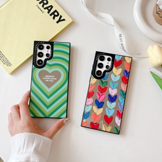 กระจก 7 สี รูปหัวใจ ซองโทรศัพท์ Samsung Galaxy S23 Ultra S23 Plus S23 S22 Ultra Case เคสโทรศัพท์ใหม่ แผ่นหลังอะคริลิค ซิลิโคนขอบนุ่ม ที่ป้องกันการตก เคสมือถือซัมซุง