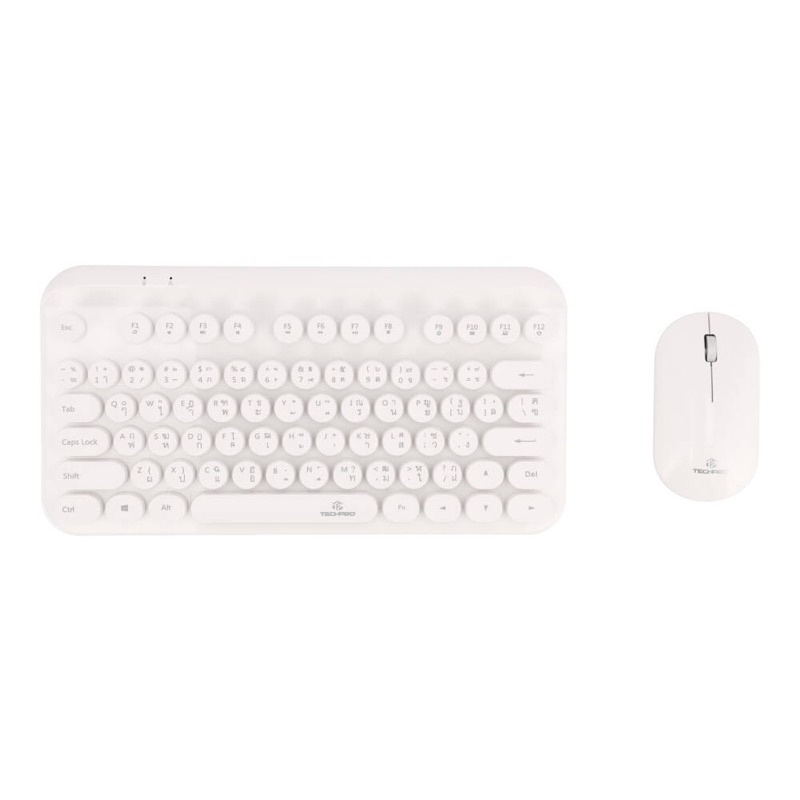 คีย์บอร์ด TECHPRO Wireless Dot Keyboard + Mouse Set (TH/EN) - White ของแท้ รับประกัน1ปี