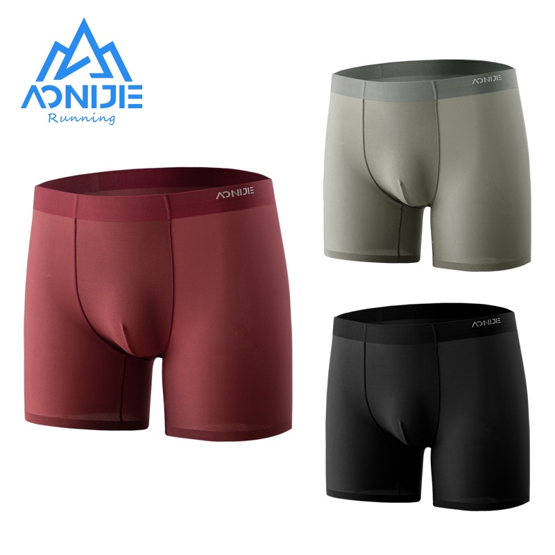 Aonijie กางเกงชั้นใน บ็อกเซอร์ เอวกลาง ระบายอากาศ ป้องกันการเสียดสี สําหรับผู้ชาย 3 ชิ้น ต่อชุด E7008