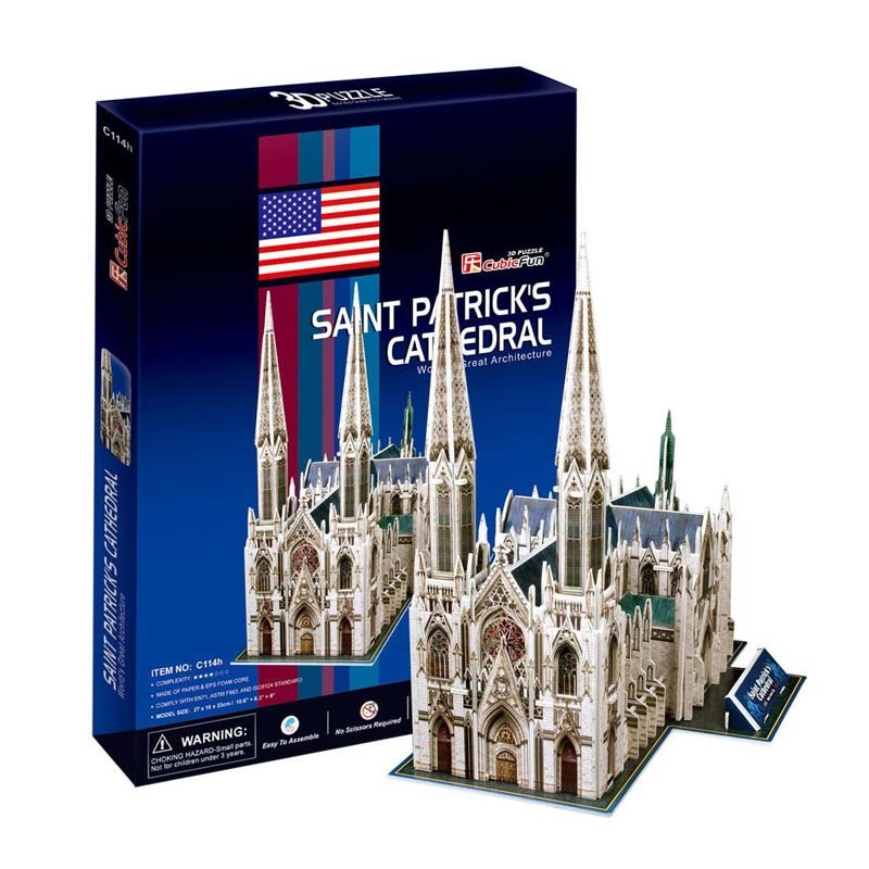 คิวบิกฟัน จิ๊กซอว์กระดาษ 3 มิติ สถาปัตยกรรมสำคัญของโลก ทรงวิหารเซนต์แพทริค Cubic Fun Paper 3D Puzzle