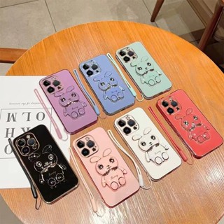 MOTO G30/G20/G10 เคส MOTO G50 5G เคส MOTO G60/G40F เคส MOTO G8 เคส MOTO G8PLAY MOTO ตัวอักษรกระต่าย Straight Side Plus Lanyards