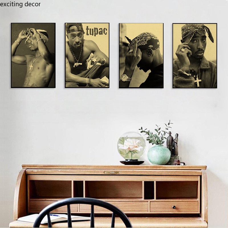 โปสเตอร์กระดาษคราฟท์ พิมพ์ลายนักร้องฮิปฮอป สไตล์วินเทจ สําหรับตกแต่งผนังบ้าน บาร์ คาเฟ่ 2 แพ็ก - รูปที่ 2