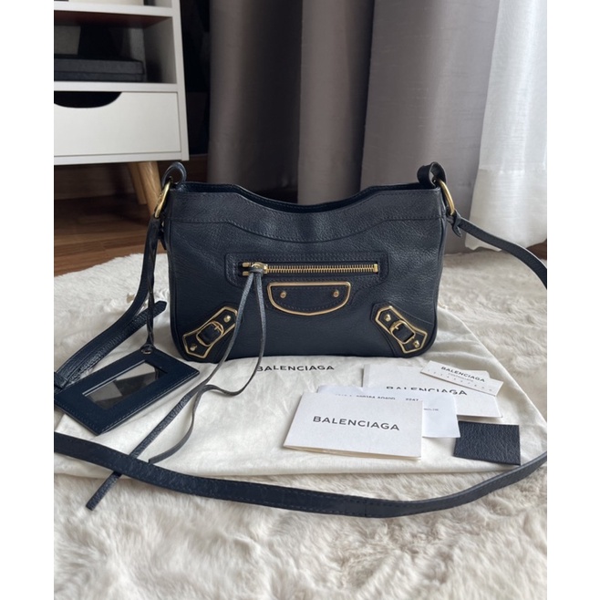 Balenciaga hip edge สี Navy เข้มๆเลย stamp E หนังแพะ มือเดียว