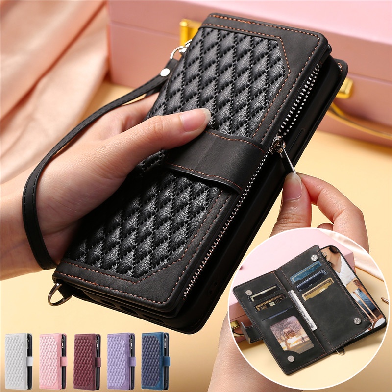 เคสหนังพลิก เคส iPhone เคสโทรศัพท์ เปลือกหนัง แอปเปิ้ล15 pro max พร้อมช่องใส่บัตร และสายคล้อง สําหรับ iPhone 16 pro max 15 Pro Max 14 11 12 13 ProMax 15 16 Plus 14 promax Case