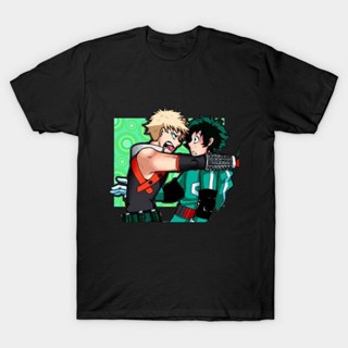 เสื้อเชิ้ตแขนสั้น เสื้อยืดไม่ต้องรีด [S-5XL] เสื้อยืด ผ้าฝ้าย พิมพ์ลาย Bakugo X Deku สําหรับผู้ชาย