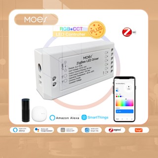 Moes ใหม่ ZigBee 3.0 โมดูลหรี่แสงอัจฉริยะ RGB CCT สําหรับแถบไฟ LED Smart Life Tuya App Control Alexa Echo Google Home