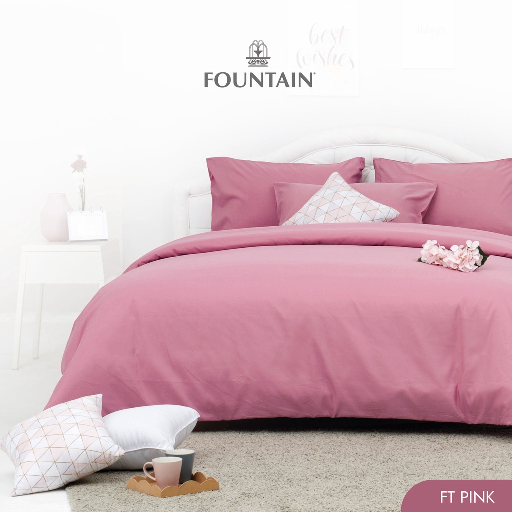 Fountain FT Pink รุ่น Color of Life สีพื้นโทนชมพูหวาน สัมผัสนุ่มสบาย ชุดเครื่องนอนฟาวน์เทน ผ้าปู ผ้าปูที่นอน ผ้านวม