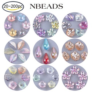 Nbeads ฝาครอบลูกปัดอะคริลิคใส Ab 6 กลีบดอกทิวลิป 6X13X14 มม. 200 ชิ้นคละสี 2 มม.